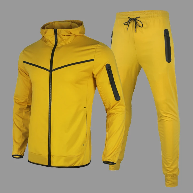 Nové pánske jarné skysuty Tech fleece kapucňu bavlnené roztiahnutie výcviku Noste špičkové kabáty Swepants Sport Set Clothing