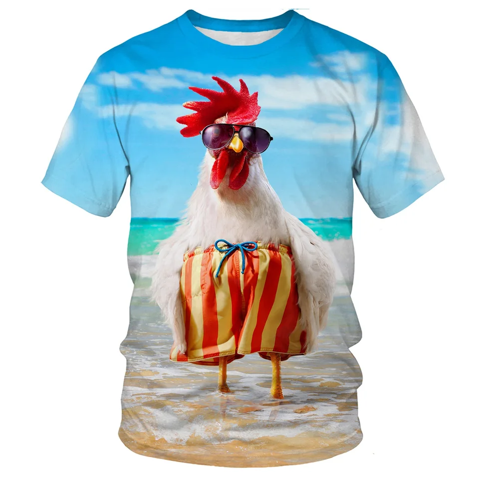 Nové pánske tričká vtipné oblečenie letné topy kuracie grafiky tlače zvierat CAMPLE Módne nadrozmerné tričko camiseta