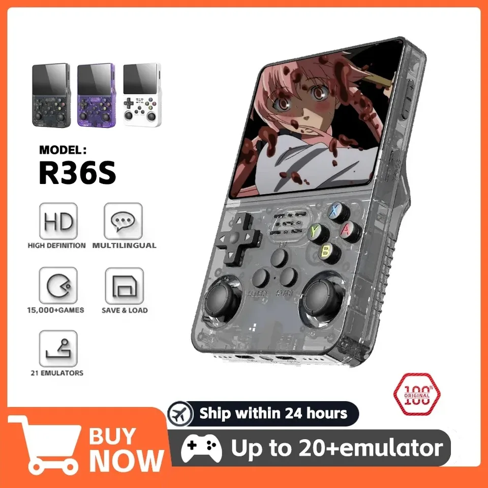 Nové R36S Retro Runheld Video Game Console Linux Systém 3,5-palcový IPS obrazovky Mini prenosný vreckový videozáznam 64 GB 15000 Games