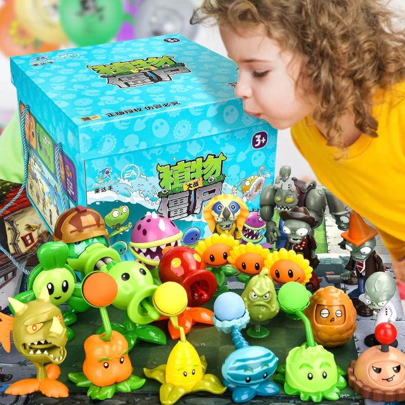 Nové rastliny rolí vs. Zombies 2 PVZ Hračky Full Set Boys Birthday Darčeky Pláskové strelecké detské bábiky Akčná postava Model Present Mapa