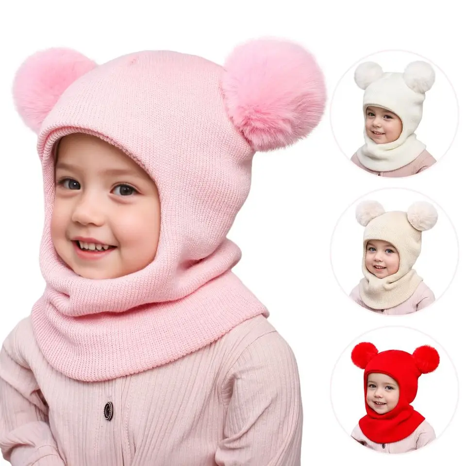 Nové roztomilé klobúky Balaclava Double Balls Ochrana uší