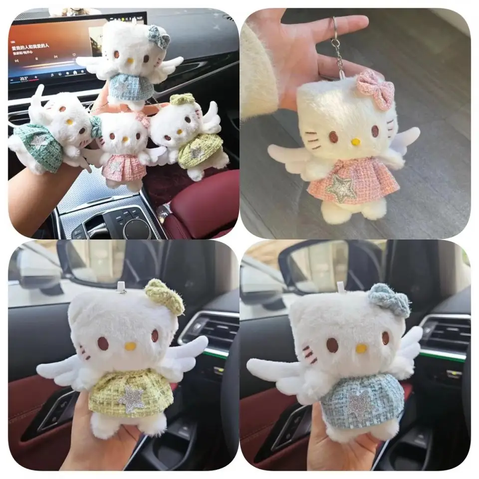 Nové Sanrio Kawaii Cartoon Keychain Hello Kitty Cute Pink sukňa krídla bábika batohový dekorácia prívesok