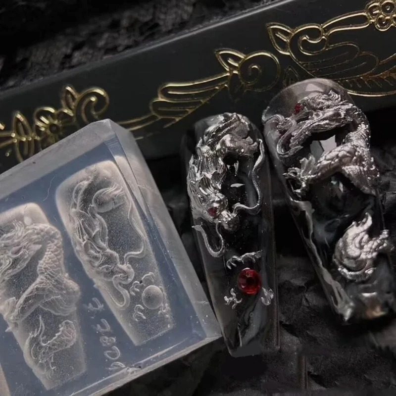 Nové silikónové nechty Art Handrafty formy DIY nechtové nástroje Dragon/hadi nechty rezbárske formy silikónové materiály na dekoráciu nechtov