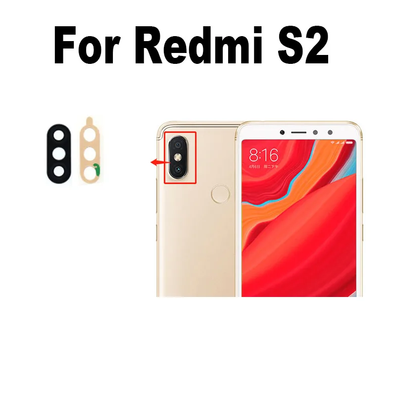 Nové sklo zadnej kamery pre zadnú šošovku Xiaomi Redmi S2 s lepidlom lepidla M1803E6G M1803E6H M1803E6i