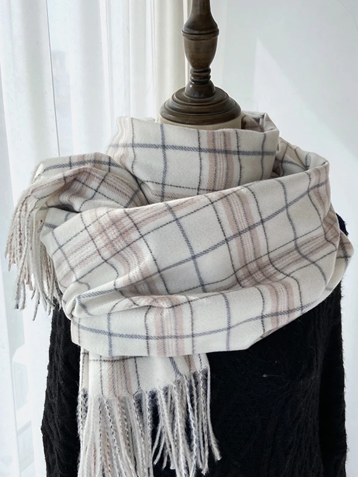 Nové sladké kockované vinobranie šatky šatky zimné ženy Dámy Men Preppy Scarve Soft Pashmina Mujer Mužský faulardový obal šál unisex