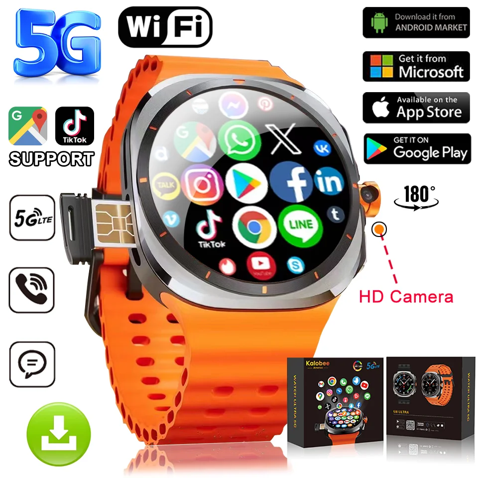 Nové sledovanie 7 Ultra Smart Watch Videohovor SmartWatch 4G/5G SIM karta GPS Wi -Fi Rotary Camera Global Calling Map Google Map pre Samsung