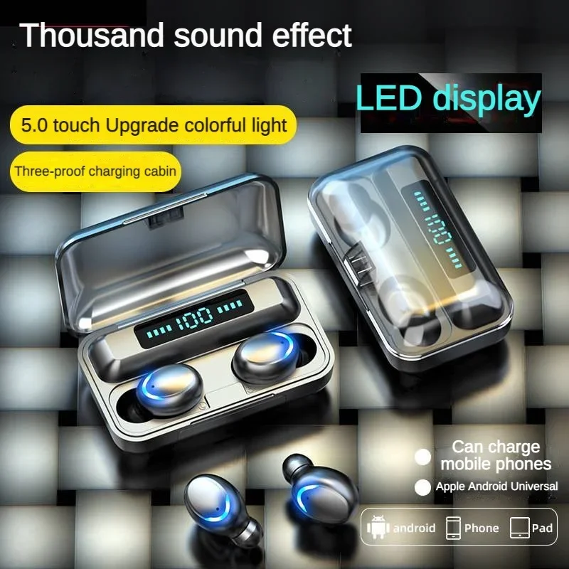 Nové slúchadlá F9 Bluetooth 9D stereo basové športové slúchadlá Handfree dotyk ovládacích ovládacích prvkov Tws