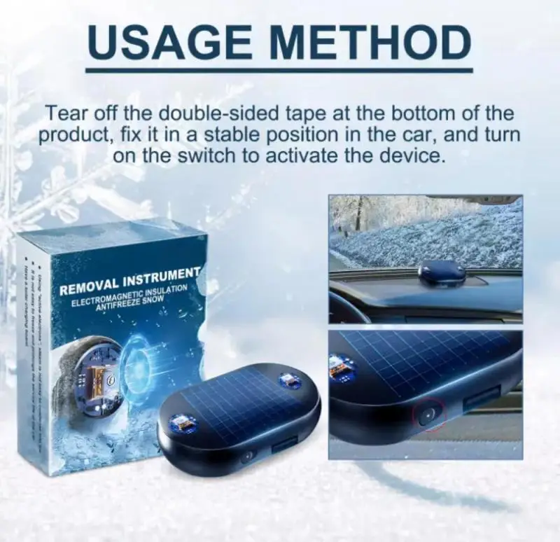 Nové solárne nemrznúce elektromagnetické molekulárne molekulárne čelné sklo auto Snehové zariadenie Zariadenie okno DEFOG a DEFROST & Deice 5-12V