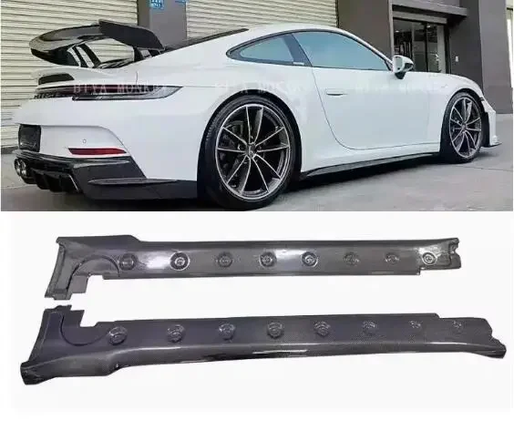 Nové súpravy tela pre Porsche Carrera 911 992 2019 -2023 GT3 FRP/Skutočné sukne uhlíkových vlákien na bočné sukne