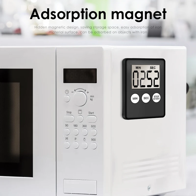Nové tenké LCD Digitálne obrazovky Kuchyňa Časovač štvorcový Count Count Countddown Alarm magnet hodiny Temrizador kuchynské doplnky