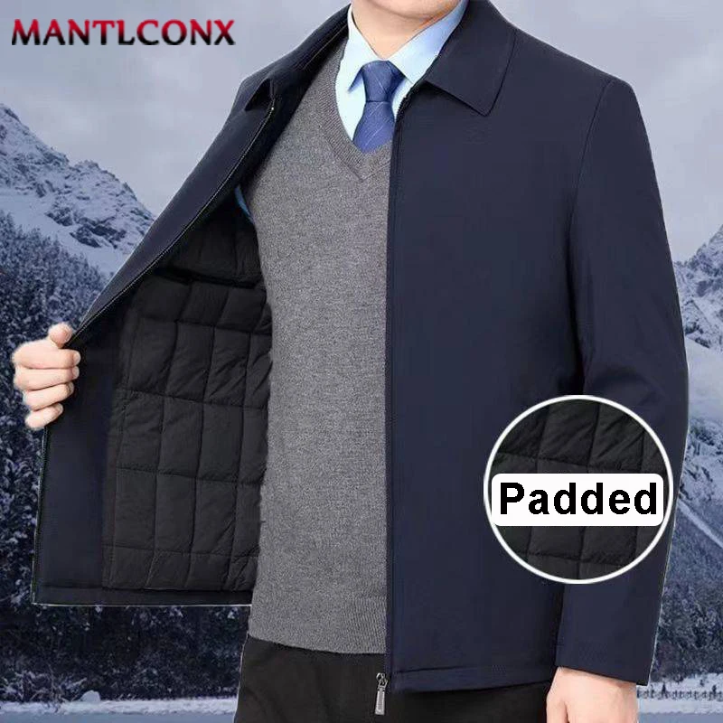 Nové teplé čalúnené vnútorné pánske zimné bunda Windbreak Zhustané tepelné bundy pre mužské zimné kabáty Parky Man Outerwear Blazers