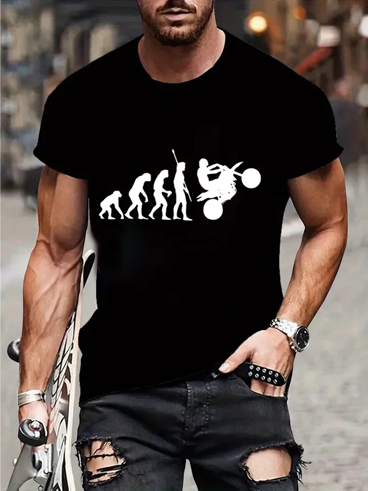 Nové tričko s krátkym rukávom letného okrúhleho krku pre mužov Evolution Motocross Graphic fshion T košele