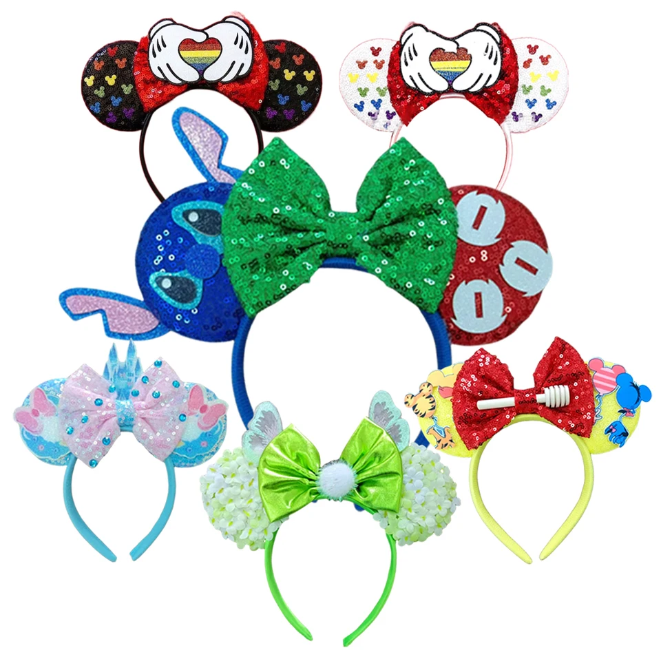 Nové uši Mickey Mouse Ears Headbands Women Kids Party Ears Doplnky Lilo Stitch Headband for Girls Detské flitre flicky na vlasy