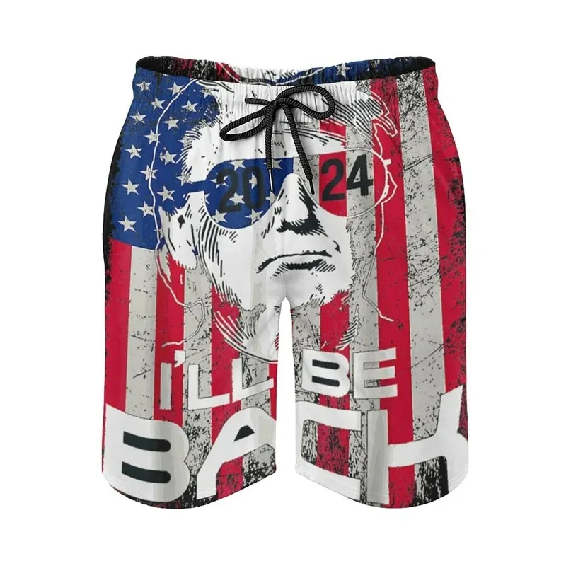 Nové v Donald Trump Beach Shorts pre mužov Americký prezident Trump 2024 Kvalitné kmene surfujúce dosky Shorts Male Street Clothes