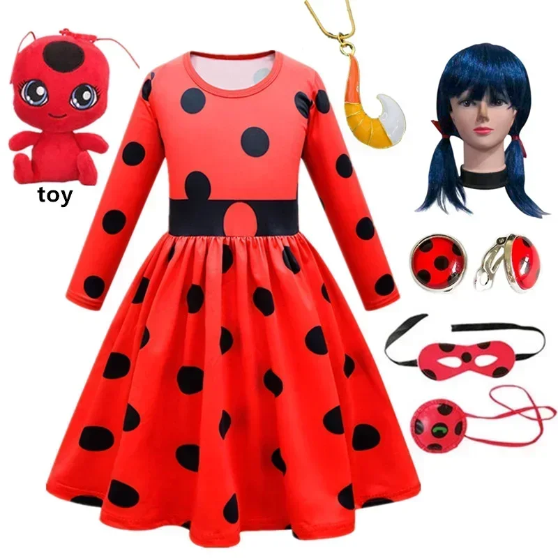 Nové Vianoce Reddy Girl Little Beetle Cosplay kostým masky parochňa s náušnicami Kids Halloween Fancy Costy Detské šaty
