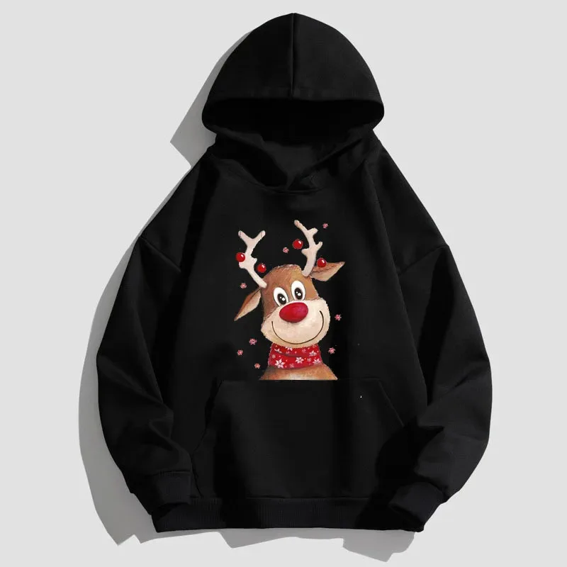Nové vianočné jelene mikiny tlačia Men Módne kapucňa mikina Streetwear s kapucňou s kapucňou harajuku pullovs unisex oblečenie