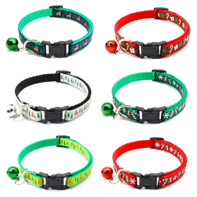 Nové vianočné obojky s domácimi zvieratami s zvončekom 1 cm nastaviteľné pracky Cats Dogs Collar mačiatko Šteniatko