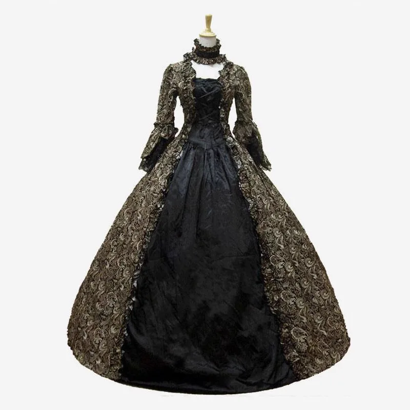 Nové viktoriánske stredoveké retro šaty, obliekanie kapucňa Slim Fit s dlhou sukňou retro súdne šaty Performance Dress na sklade
