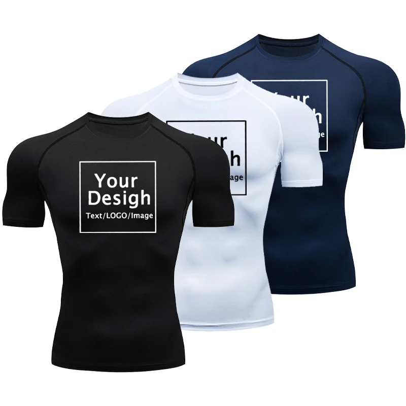 Nové vlastné kompresné tričko Tričko Dizajn loga pre domácich majstrov, ktorí bežia elastické rýchle suché športové vrcholy Tee Atletic Gym Workout Tops Tops