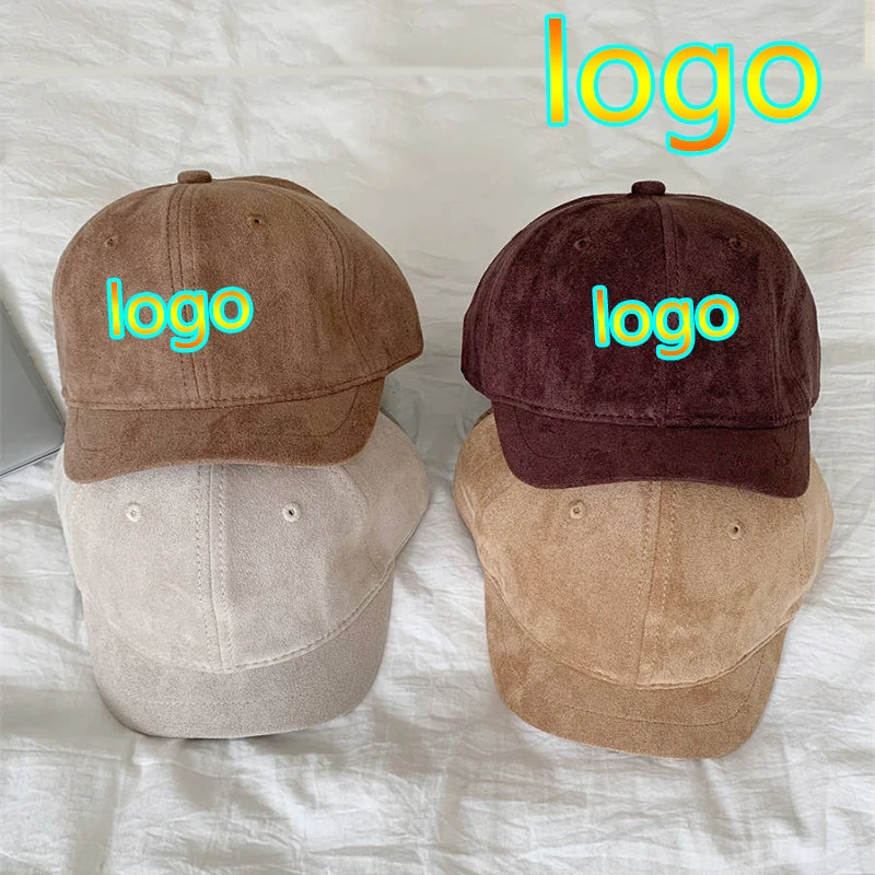 Nové vlastné logo Unisex Suede Short Brim Baseball Cap Mens Hip Hop nastaviteľný klobúk klobúk vonkajšie príležitostné ženy Snapback Caps
