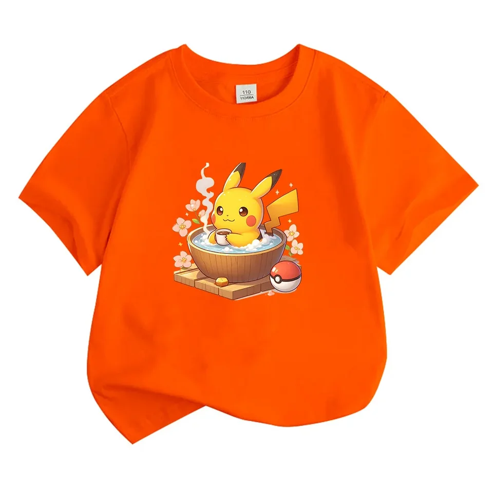 Nové vtipné detské tričko miniso pikachu voľný čas odev módy chlapci dievčatká tričká anime estetické vrchol