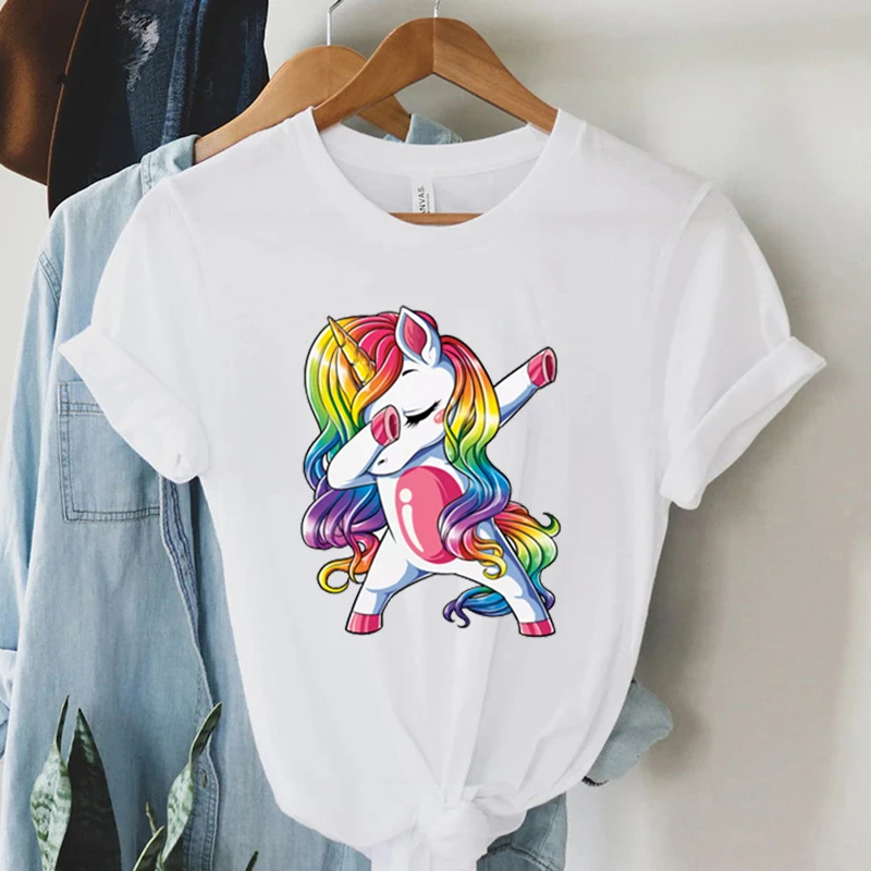 Nové vtipné jednorožce tlač Trinky Ženy roztomilé Unicornio Ullzang Cartoon Tričko Harajuku y2k estetické grafické letné letné dámske tričko