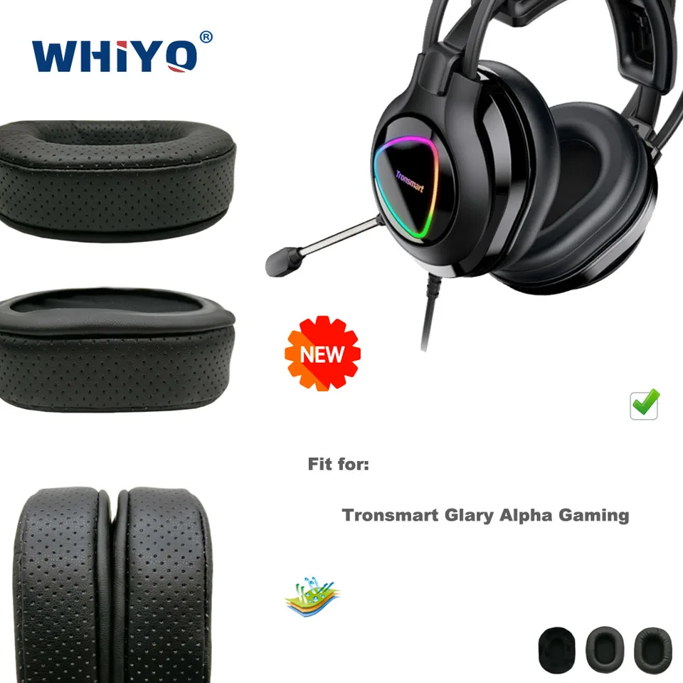Nové vylepšené náhradné ušné doštičky pre Tronsmart Glary Alpha Gaming Headset Časti kožené vankúše zamatové uši slúchadlá slúžiaci na slúchadlá