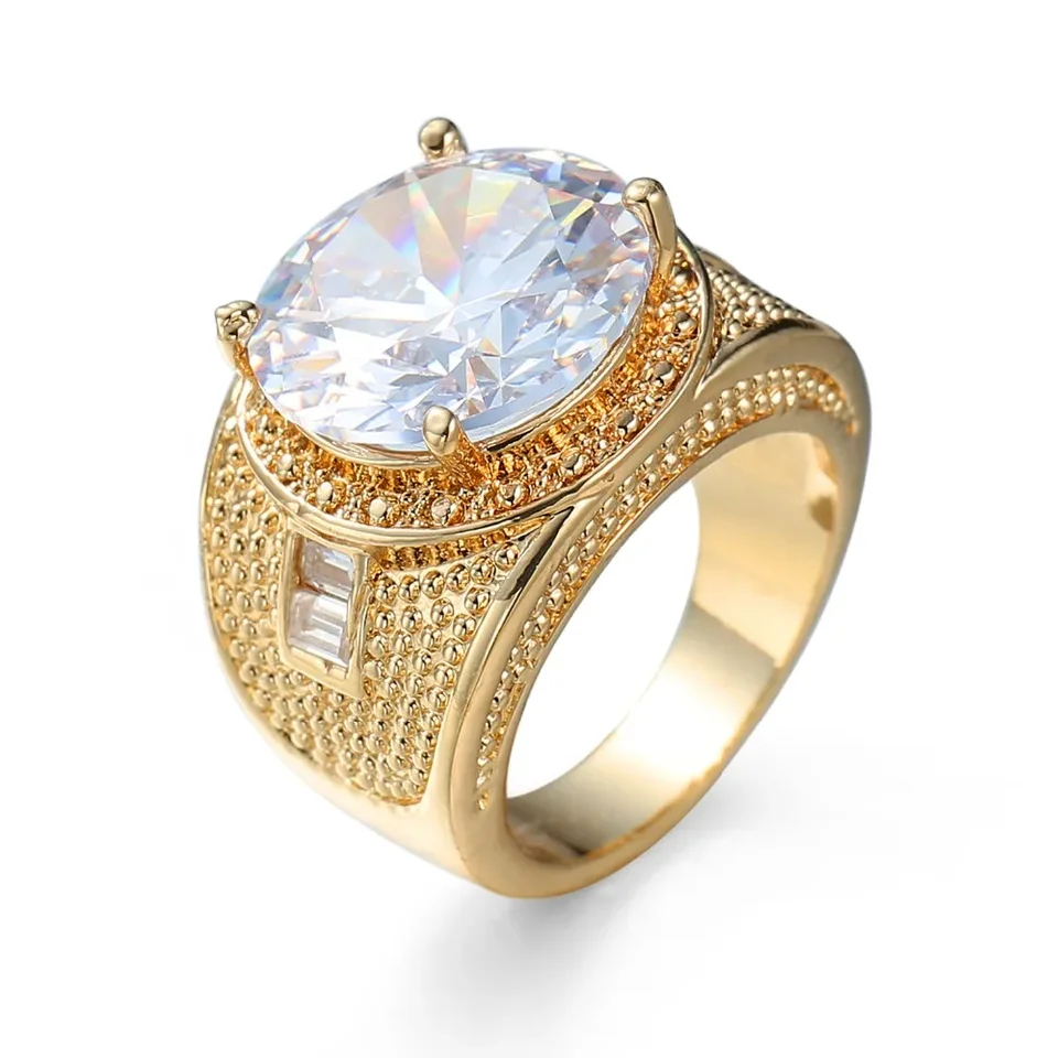 Nové vysoko kvalitné CZ Women Mens Vintage Rings 18k zlato plné módne figúrka Big Cz Crystal Stone Accessory 6-10