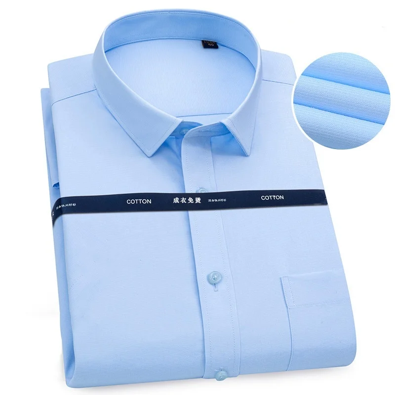 Nové vysokokvalitné 100% bavlnené muži šaty s dlhým rukávom tričko Spevný muž pravidelne fit Stripe Business Social Office košeľa biele S-8XL