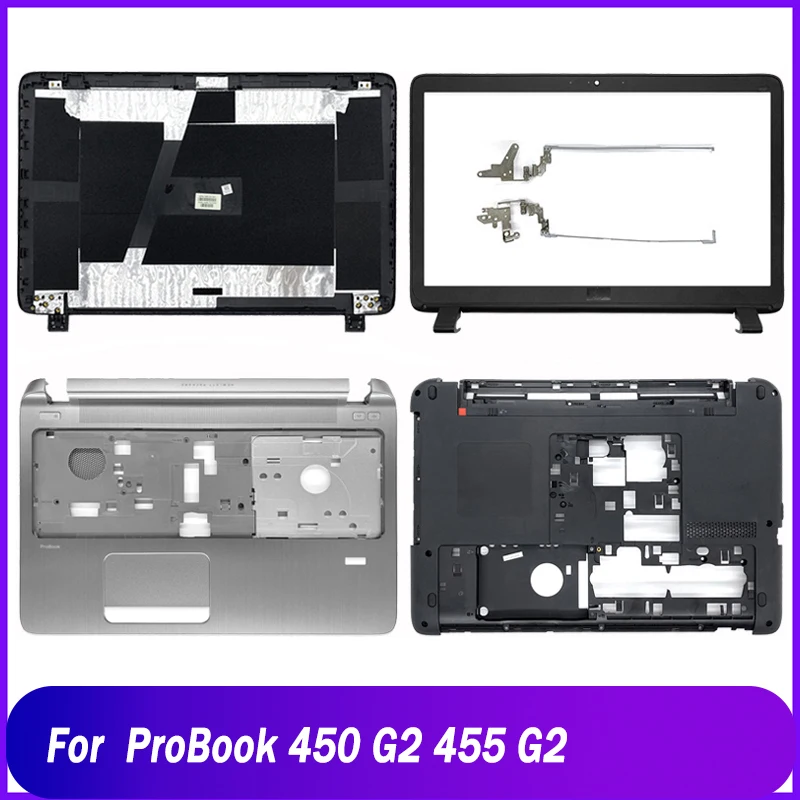 Nové zadné veko pre HP Probook 450 G2 455 G2 NAPOHOP LCD LCD zadný horný kryt predného rámu Palmrest Horná spodná časť puzdra HINGES BLACK BLACK