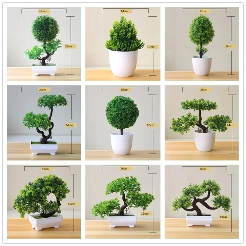 Nové zelené umelé rastliny bonsai malé stromové hrnce rastliny falošné kvety črepné ozdoby pre domácu dekoráciu hotelová záhrada dekor