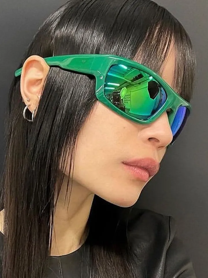 Nové zelené športové slnečné okuliare Muži Ženy Retro punk módne slnečné okuliare pre mužské odtiene Goggle vonkajšie zrkadlové okuliare UV400