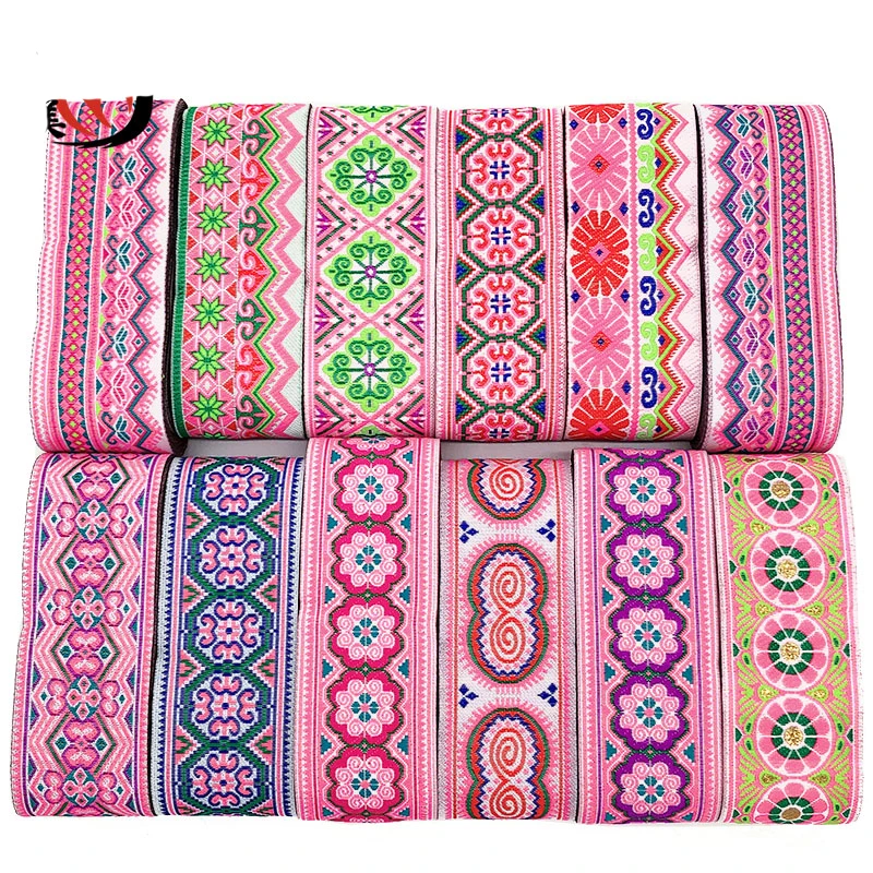 Nové zmiešané 21 štýlov 50 mmx8yard ručne vyrábané vyšívacie čipky tkané jacquardové stuhy TRIMS Design Design pre odevné popruhy príslušenstvo