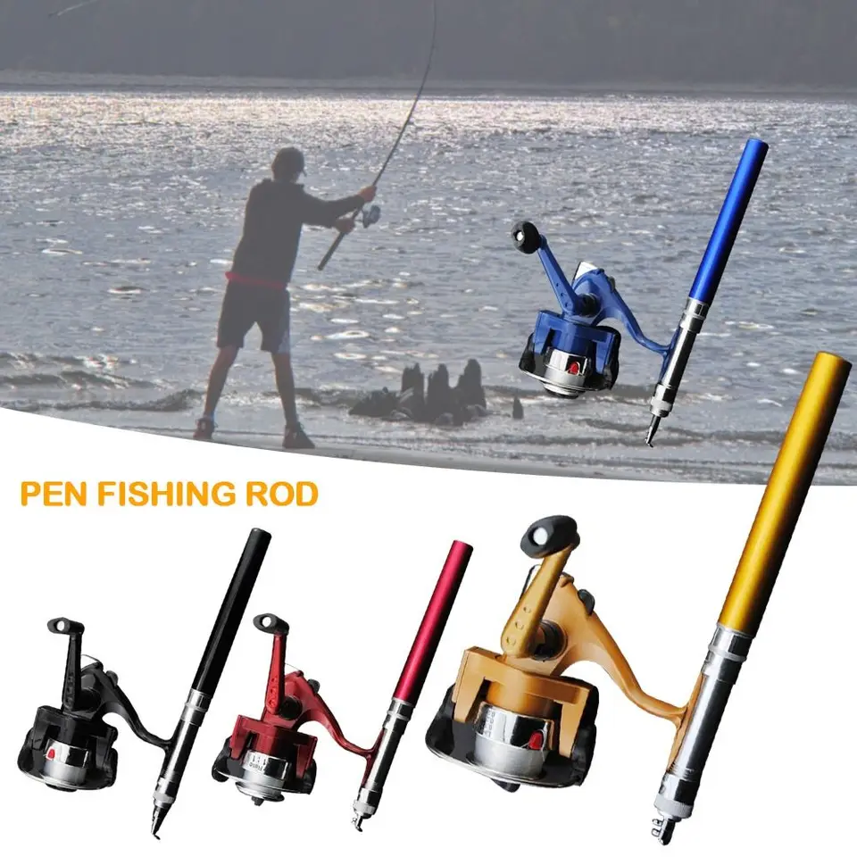 Nové zrútené rybárske prúty Combos Pesca Spinning Reel Teleskopický rybársky prút farebné pólové pruhy návnady