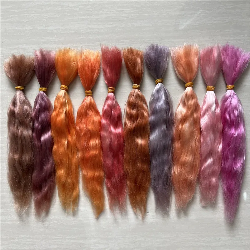 Nové červené fialové ružové hnedé farby Reborn Doll Doll Pure Mohair Handrootted Top kvality Mohair Parochne pre BJD SD 1/12 Dolls Hair Adsessory