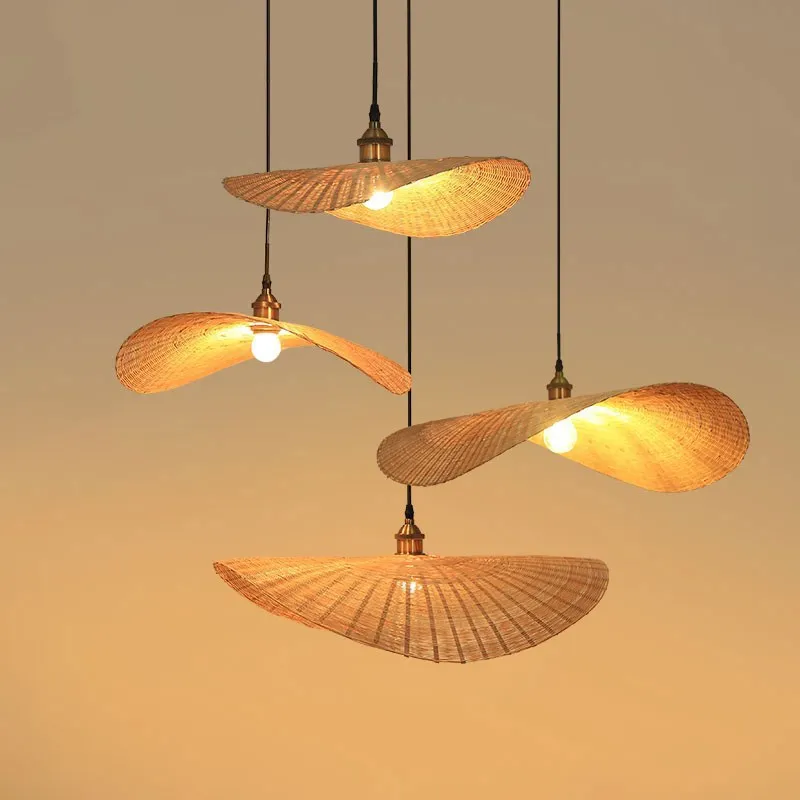 Nové čínske bambusové lustrové svetlá japonské tatami čajovne závesné lampa Juhovýchodná Ázia obývacia izba Luster spálne domáce lampy