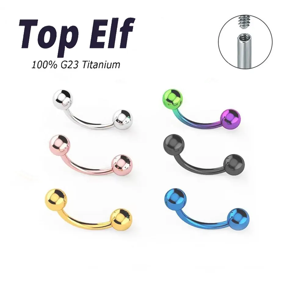 Nové štýly ASTM F136 titánový obočie piercing Curved Barbell Lip Ring Daith Helix náušnice Body šperky