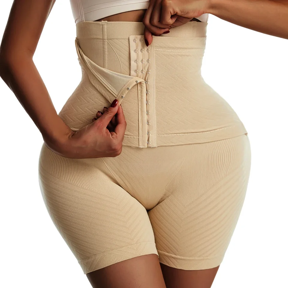 Nové ženské pevné brucho ovládanie s háčikom na zadok Shapewear nohavičky s vysokým pásom Tréner Body Shaper Shorts Female Slimming Fajas
