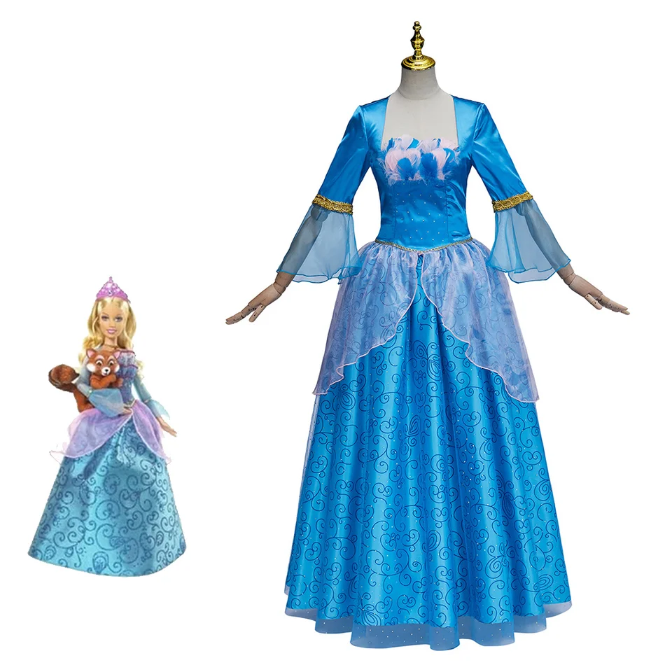Nové ženy Dievča ostrov princezná Rosella Cosplay kostým guľôčkové župany Ženy Dievča Pobock Princezná modrá šaty Rosella Fantasy šaty
