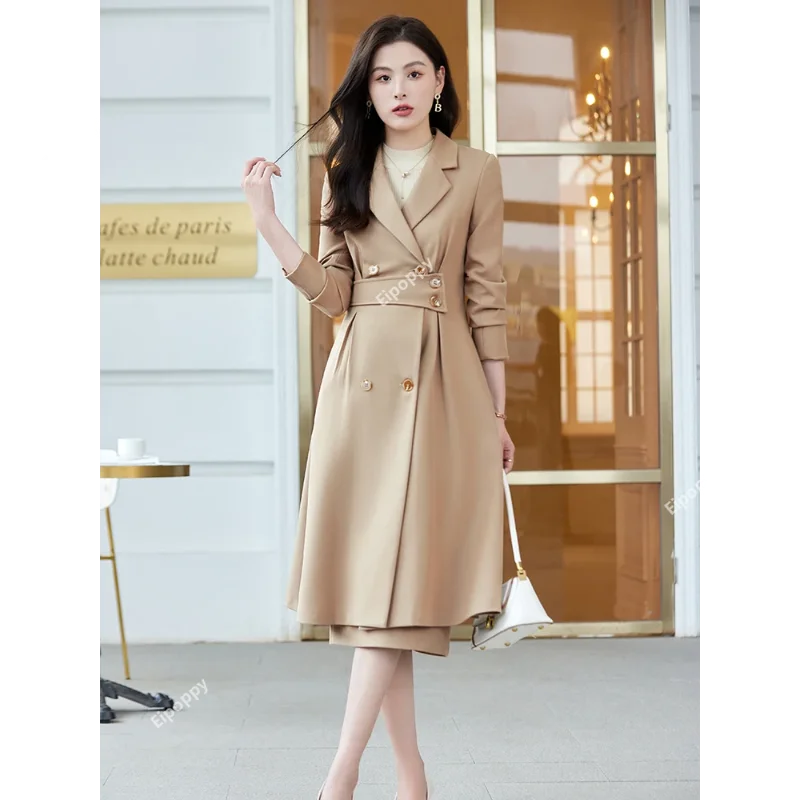 Nové ženy Formálne sukne Suun Female Black marhuľová káva s dlhým rukávom Blazer + sukne Obchodné obchodné práce