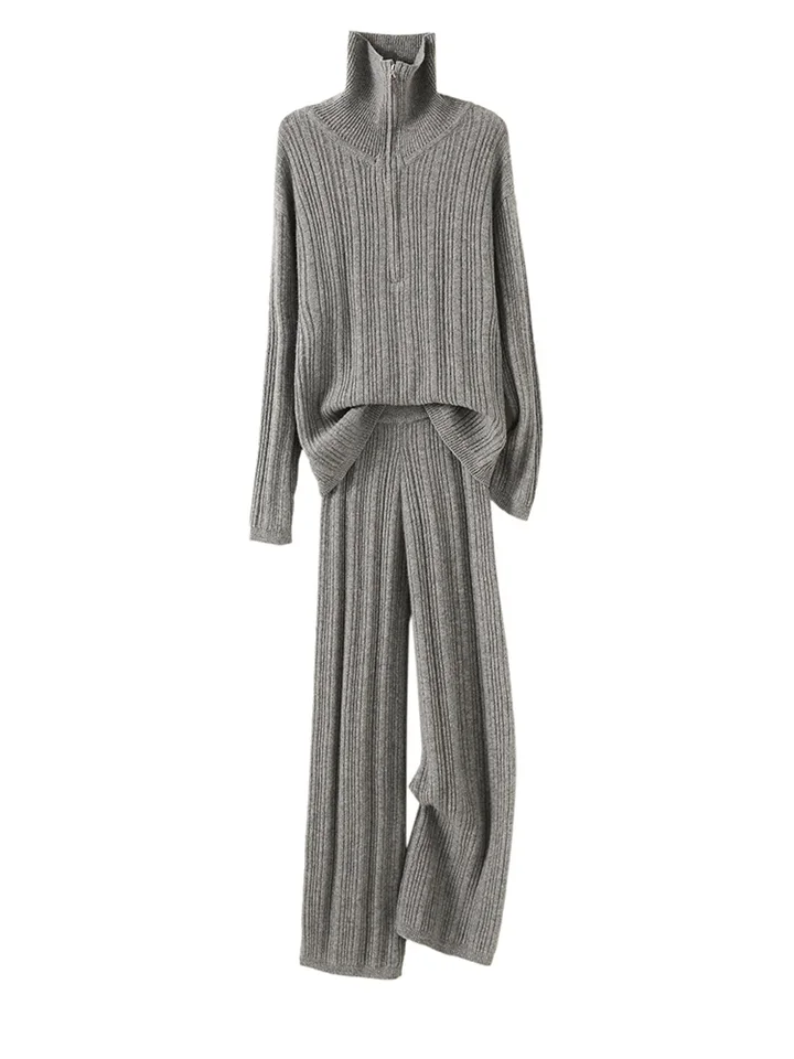 Nové ženy jesenné zimné zips Pullover Panover Pantsuit Twist Flower Svetter