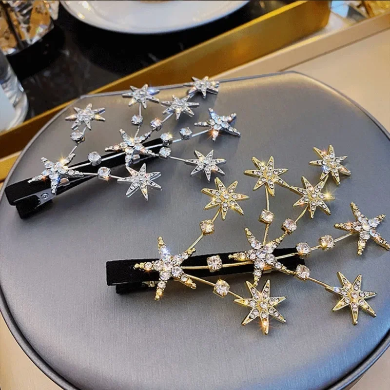 Nové ženy luxusné elegantné žiariace plné hviezdy strieborné zlaté vlasové klipy Sladké vlasy Ornament čelenka Vlasov na vlasy