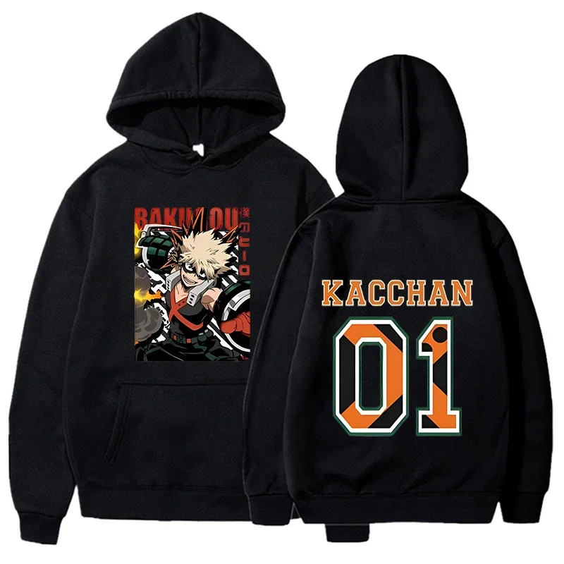 NOVÉ ŽENY MEN MEN Jeseň a zimné mikiny Anime Bakugou Katsuki Tlačená Hoodie Street Outdoor Hooded Hip Hop Mikina s kapucňou
