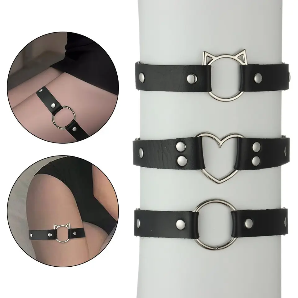 Nové ženy sexy punk elastické otroctvo postroj podväzky pásy mačacie nôh reťaz cosplay hrot elastický stehenný prsteň