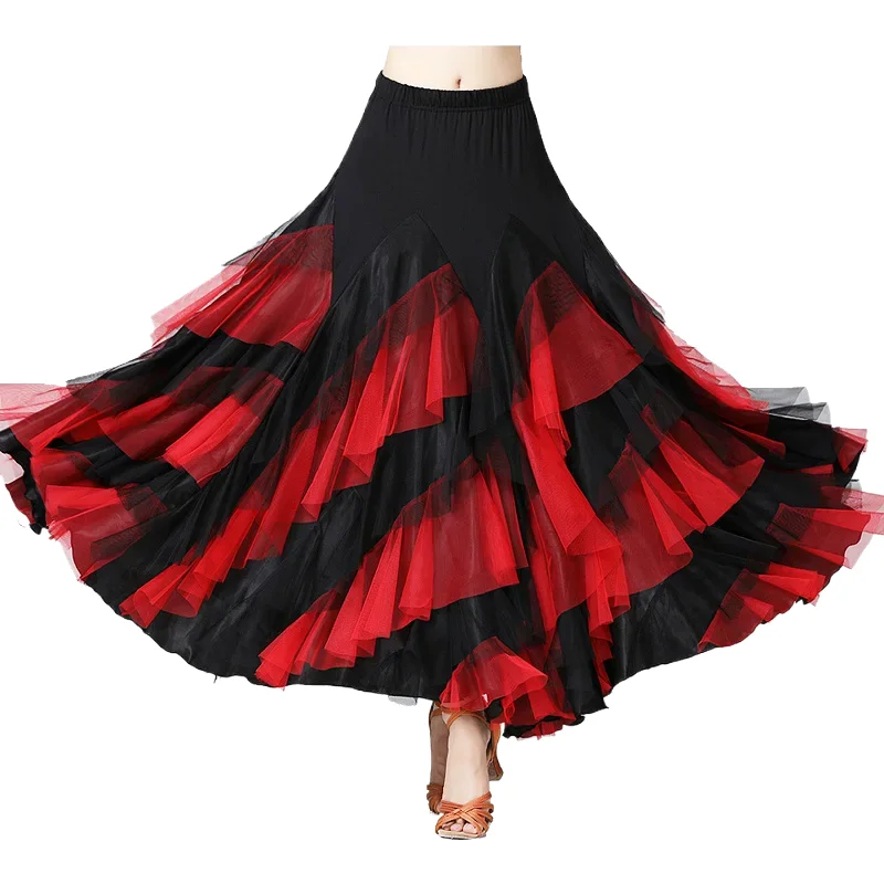 Nové ženy tancujúce kostýmy flamenco valcový tanečný sukňa tanečná sukňa Klasická súťaž Vrstvená veľké hojdacie španielske sukne