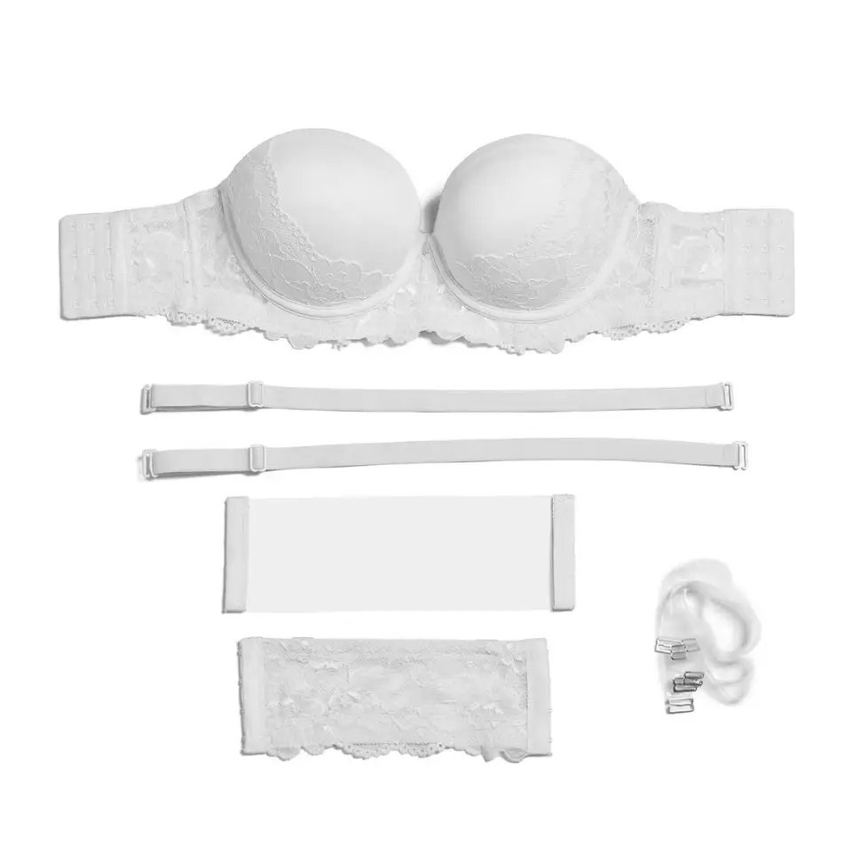 Nové ženy viacero sexy Polded Push Up podprsenky čipky biele svadobné vyšívanie dámy Brassiere Backless Lingerie