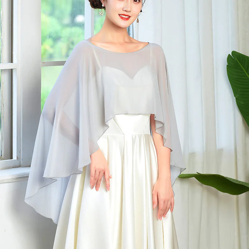 Nové ženy šifónové mys leta pevná farba pullover cloak dáma tenký šál Ženy s opaľovacím krémom krycie ramená Poncho Capes