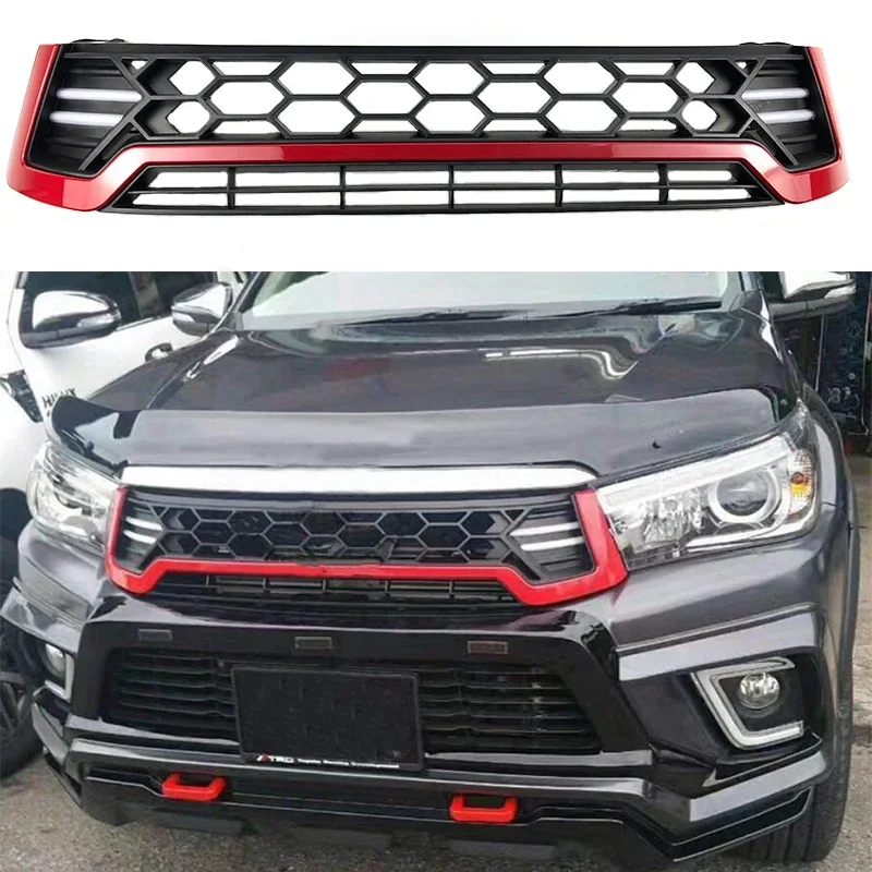 Nové！ Fit for Toyota Hilux Revo 2016-2020 Príslušenstvo Front Racing Grill s obalom mriežky LED Raptor Grille Black Raptor Grille