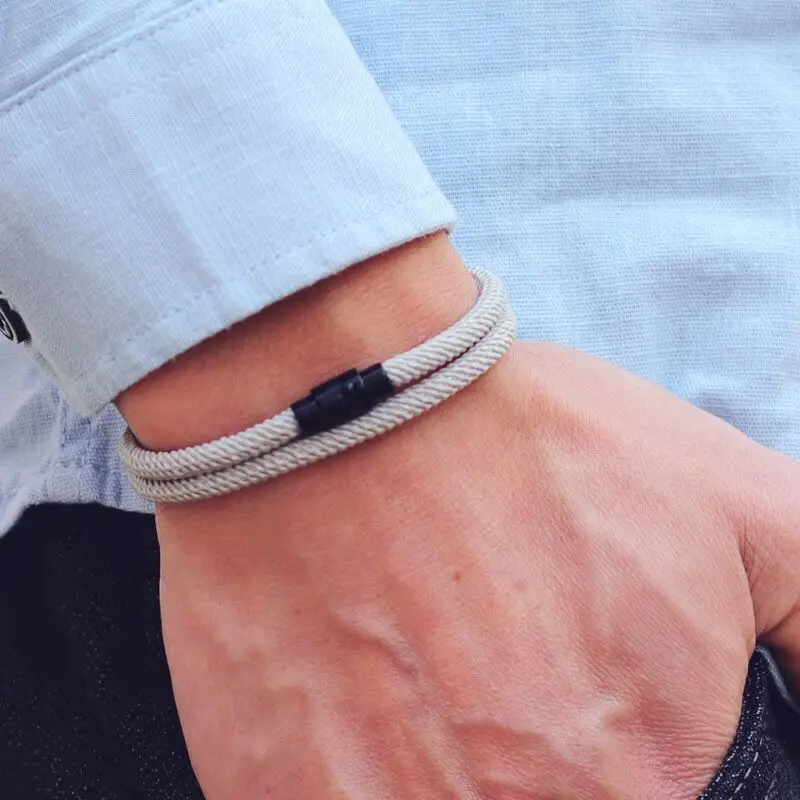 Noví minimalistickí muži lana náramok s dvojvrstvou prežitie Braclet Homme doplnky pre priateľ Dar