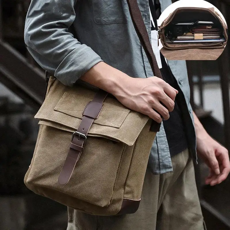 Noví muži Messenger Bags Vintage Canvas CANUGES FEASURE Pracovná cestovná taška MAN